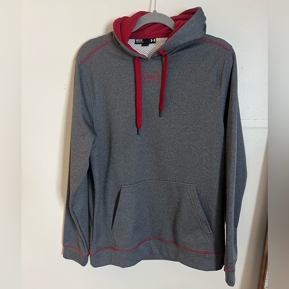 Men’s Under Armour Hoodie Gray and Deep/Dark Red Size Medium
